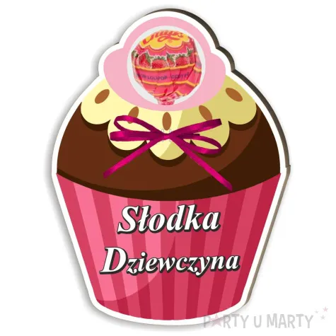 dekoracja drewniana babeczka na lizak slodka dziewczyna 12 cm