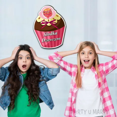 dekoracja drewniana babeczka na lizak slodka dziewczyna 12 cm