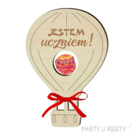 dekoracja drewniana balonik na lizak jestem uczniem 15 cm
