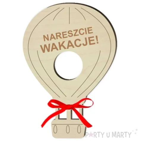 dekoracja drewniana balonik na lizak nareszcie wakacje 15 cm
