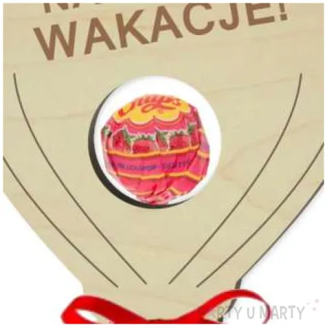 dekoracja drewniana balonik na lizak nareszcie wakacje 15 cm