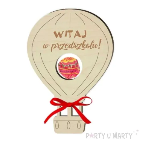 dekoracja drewniana balonik na lizak witaj w przedszkolu 15 cm
