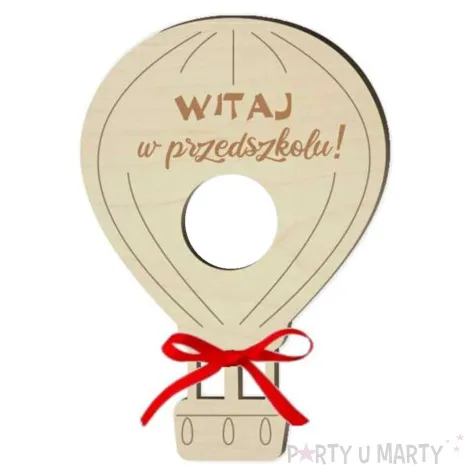 dekoracja drewniana balonik na lizak witaj w przedszkolu 15 cm