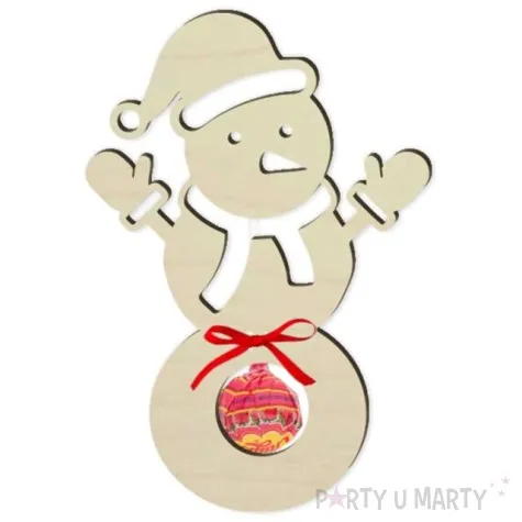 dekoracja drewniana balwanek na lizak 16 cm