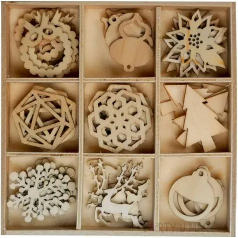 dekoracja drewniana boze narodzenie swiateczny czas titanum 45szt