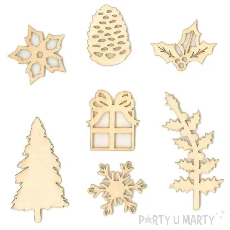 dekoracja drewniana boze narodzenie z ostrokrzewem titanum 40 szt