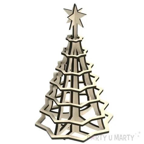 dekoracja drewniana choinka w sukience 14 cm