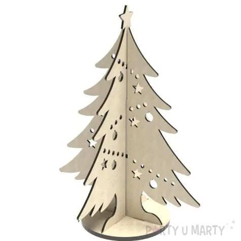 dekoracja drewniana choinka z lancuchem bombek s 10 5 cm