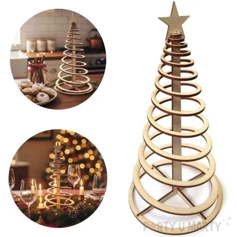 dekoracja drewniana choinka zakrecona 27 cm