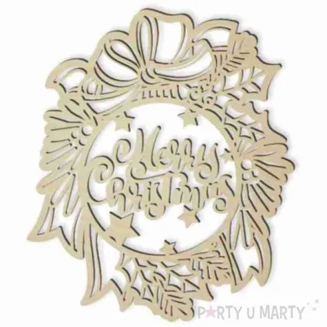 dekoracja drewniana dekor bombka merry christmas 23 cm