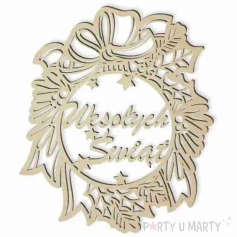 dekoracja drewniana dekor bombka wesolych swiat 23 cm