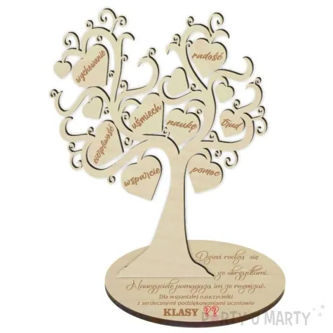 dekoracja drewniana drzewko podziekowania dla wspanialej nauczycielki 20x25 cm