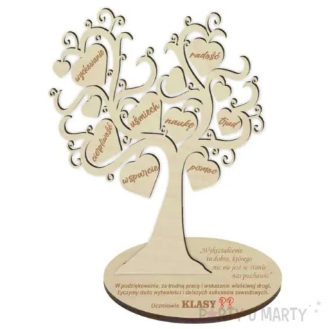 dekoracja drewniana drzewko podziekowania na dzien nauczyciela 20x25 cm