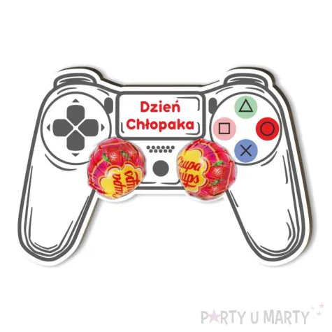 dekoracja drewniana gamepad na lizak dzie ch opaka bia y 15 cm