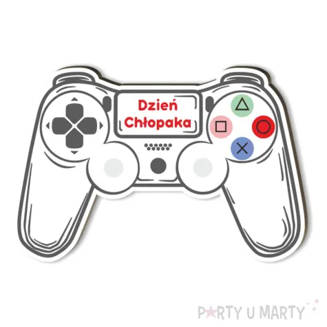dekoracja drewniana gamepad na lizak dzie ch opaka bia y 15 cm