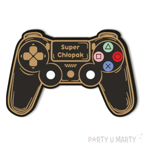 dekoracja drewniana gamepad na lizak super ch opak czarny 15 cm