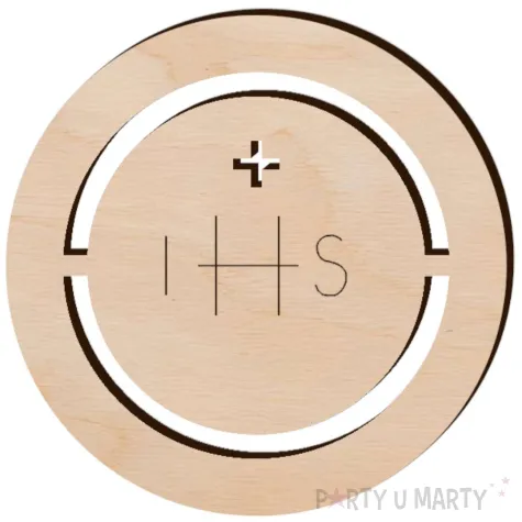 dekoracja drewniana i komunia sw ihs okragla 1 szt