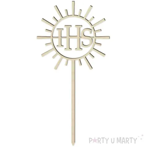 dekoracja drewniana ihs na wieniec dozynkowy z nozka 23x46 cm