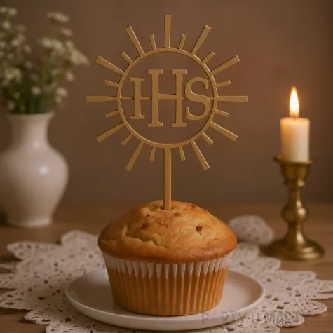 dekoracja drewniana ihs na wieniec dozynkowy z nozka 23x46 cm