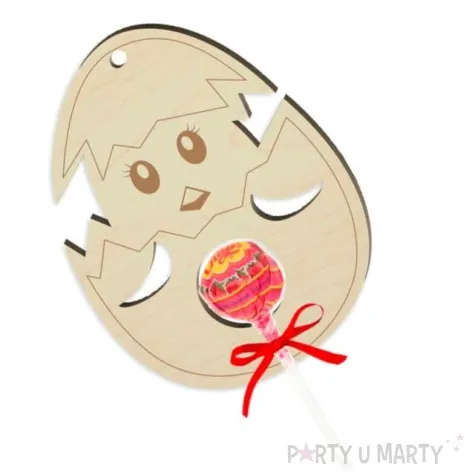 dekoracja drewniana jajko na lizak wielkanoc 14 cm