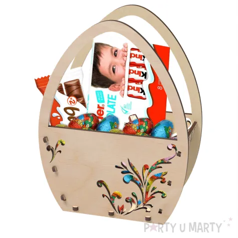 dekoracja drewniana koszyczek jajko 20 cm