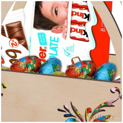 dekoracja drewniana koszyczek jajko 20 cm