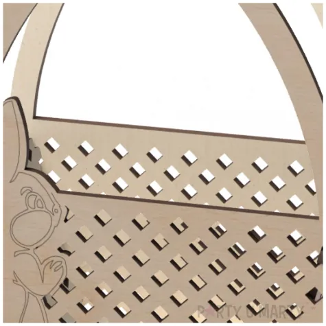 dekoracja drewniana koszyczek z zajacem 20 cm