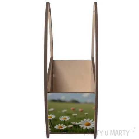 dekoracja drewniana koszyk wielkanocny bialy krolik i pisanki 20 cm