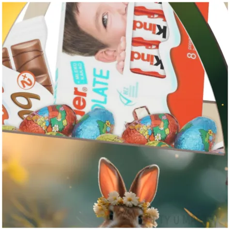 dekoracja drewniana koszyk wielkanocny krolik i pisanki 20 cm