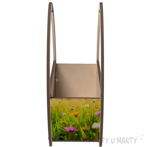 dekoracja drewniana koszyk wielkanocny realistyczny krolik 20 cm