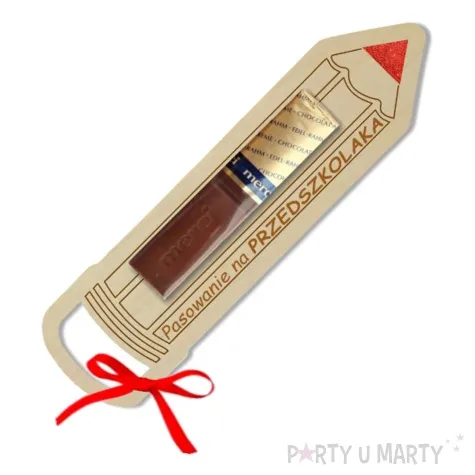 dekoracja drewniana kredka merci pasowanie na przedszkolaka 15 cm