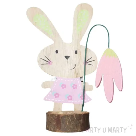 dekoracja drewniana kroliczek z tulipanem arpex 17 cm