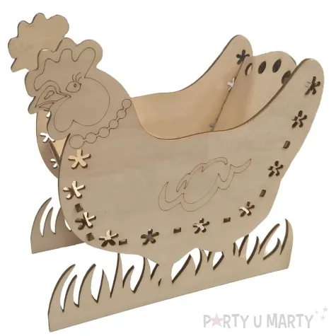 dekoracja drewniana kura gloria na slodycze 19 cm