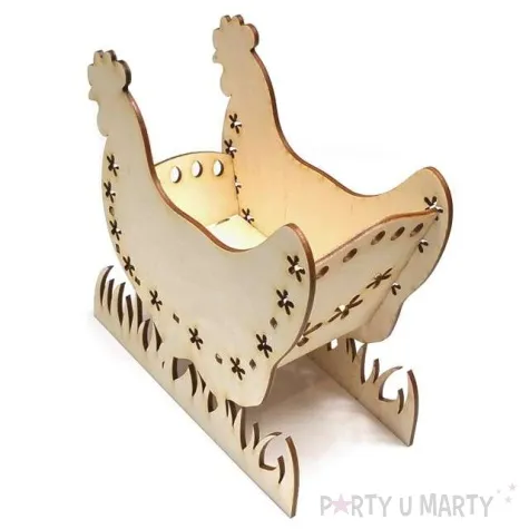 dekoracja drewniana kura na slodycze 19 cm