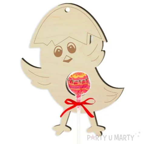 dekoracja drewniana kurczaczek na lizak wielkanoc 14 cm