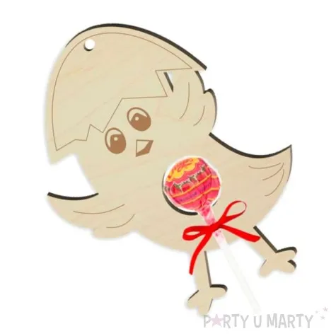 dekoracja drewniana kurczaczek na lizak wielkanoc 14 cm