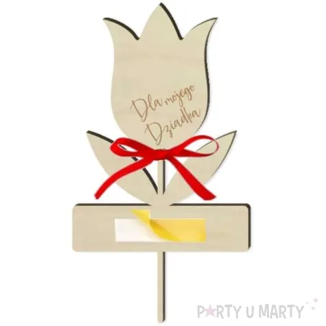 dekoracja drewniana kwiatek merci dla mojego dziadka 8x14 cm