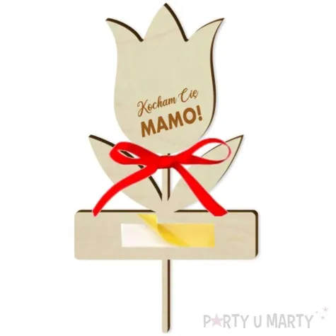 dekoracja drewniana kwiatek merci dzien matki kocham cie 8x14 cm