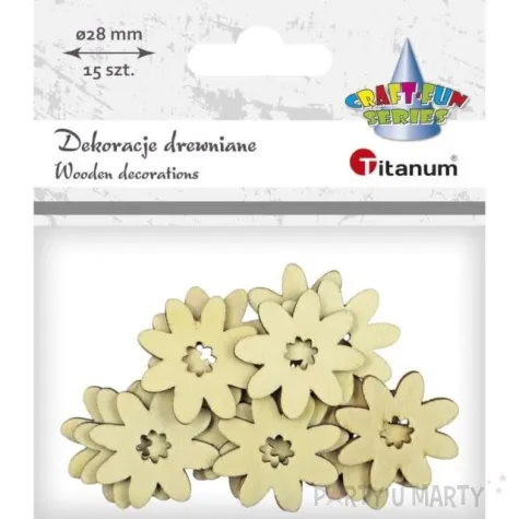 dekoracja drewniana kwiatki drewno titanum 15 szt