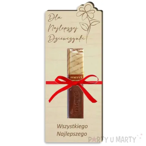 dekoracja drewniana merci dla najlepszej dziewczynki 15x6 cm