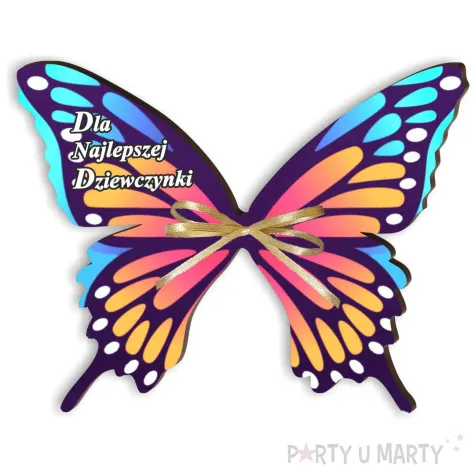 dekoracja drewniana motylek na lizak dla najlepszej dziewczynki 14 cm