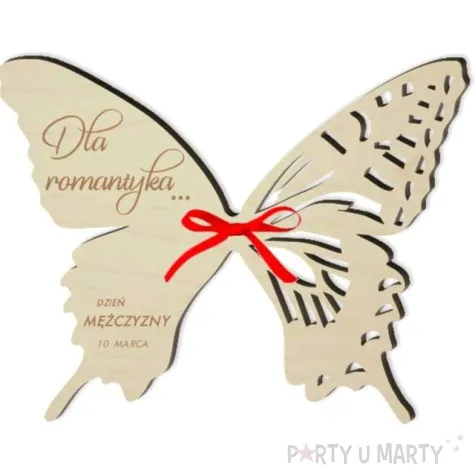 dekoracja drewniana motylek na lizak dzien mezczyzny romantyka 14 cm