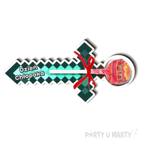 dekoracja drewniana piksel diamentowy miecz na lizaka dzie ch opaka 14 cm