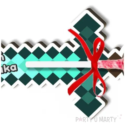 dekoracja drewniana piksel diamentowy miecz na lizaka dzien chlopaka 14 cm