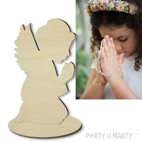 dekoracja drewniana podziekowania aniolek kleczacy 10 cm