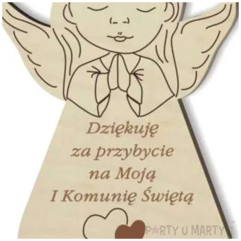 dekoracja drewniana podziekowania komunia sw aniolek dz 10 cm