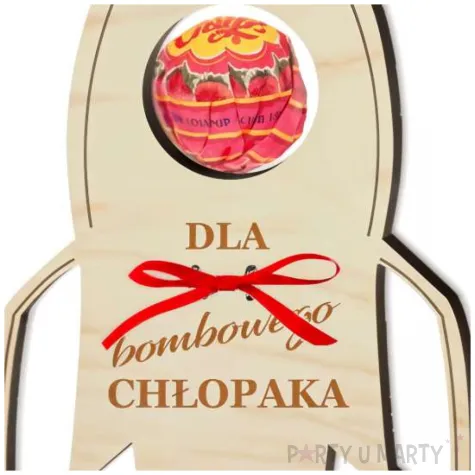 dekoracja drewniana rakieta na lizak dla bombowego chlopaka 14 cm