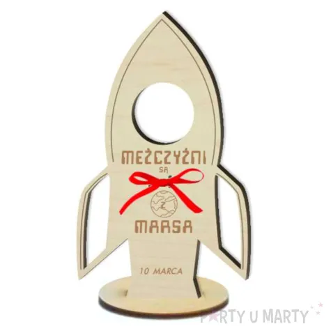 dekoracja drewniana rakieta na lizak dzien mezczyzny z marsa 14 cm