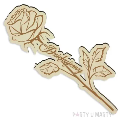 dekoracja drewniana roza grawerowana dziekujemy 13x27 cm