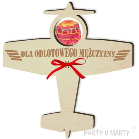dekoracja drewniana samolot na lizak dla odlotowego mezczyzny 14 cm